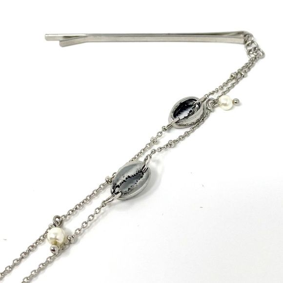 New Free People Shell Hair Clip Braid In Silver Pearl Cowrie Beach Extension - Picture 3 of 5